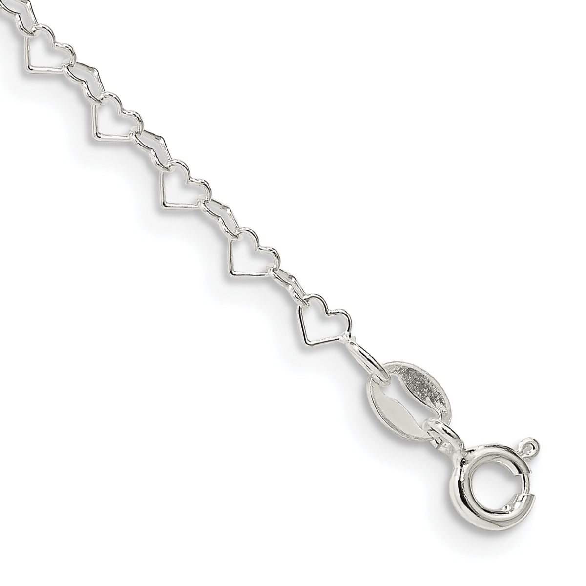 Fancy Heart Link Chain in Sterling Silver, 3.5mm, 7 Inch - Sophia Jewelers