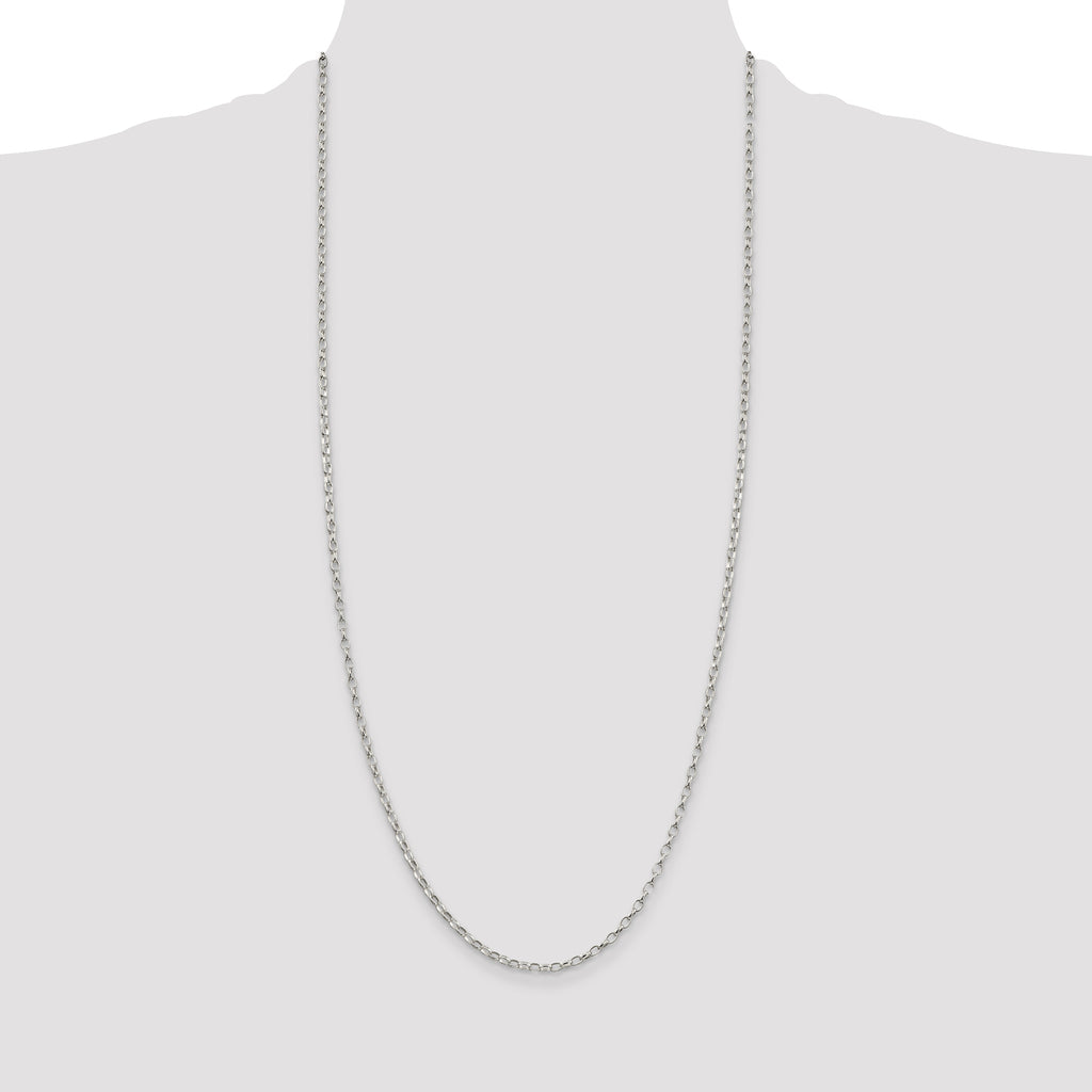 Sterling Silver 2.5mm Oval Fancy Rolo Chain