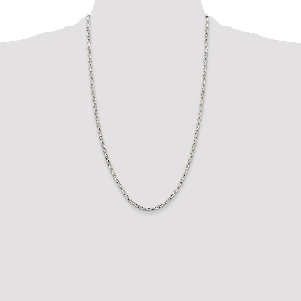 Sterling Silver 3.2mm Oval Fancy Rolo Chain