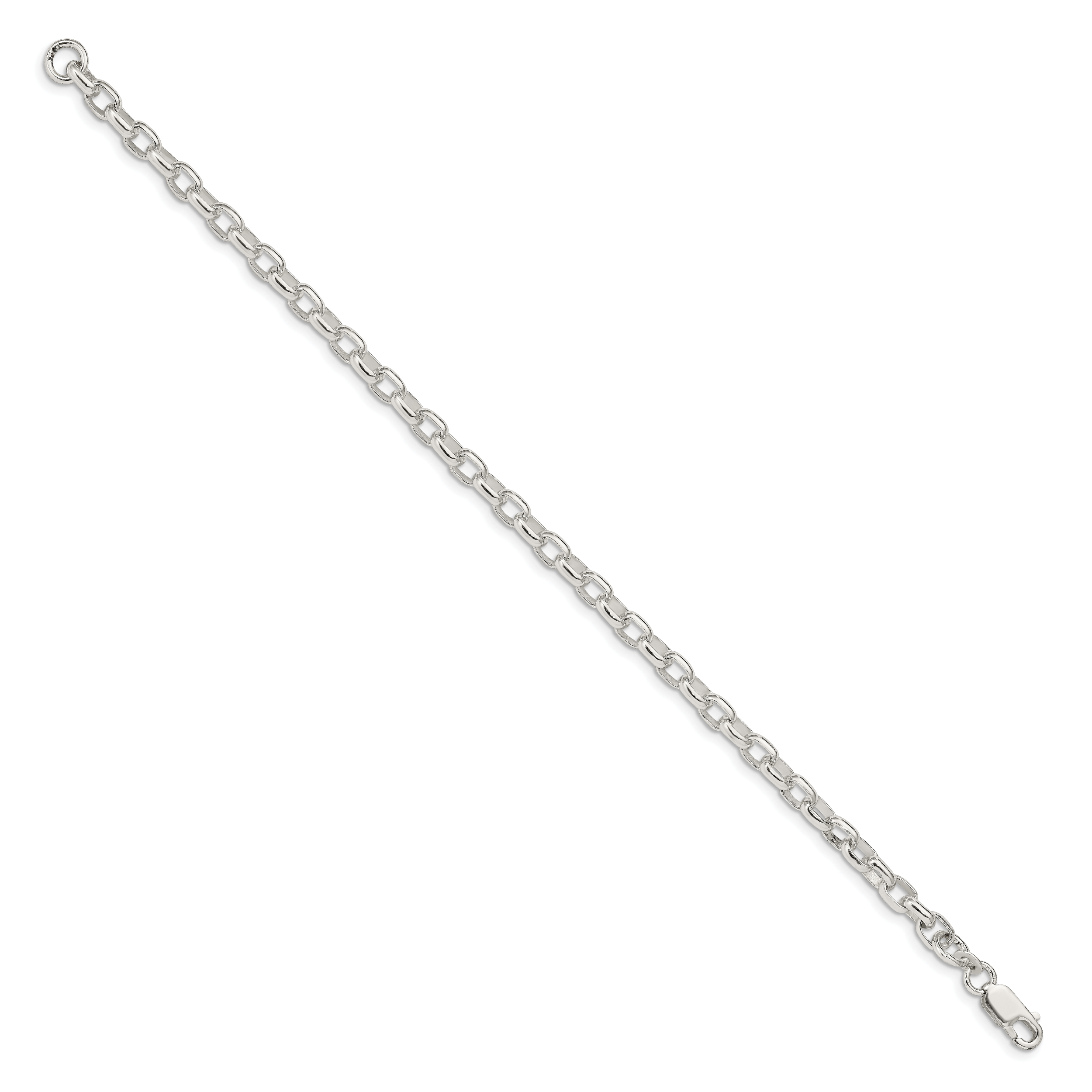 Oval Fancy Rolo Chain Necklace in Sterling Silver, 4.4mm Secondary image