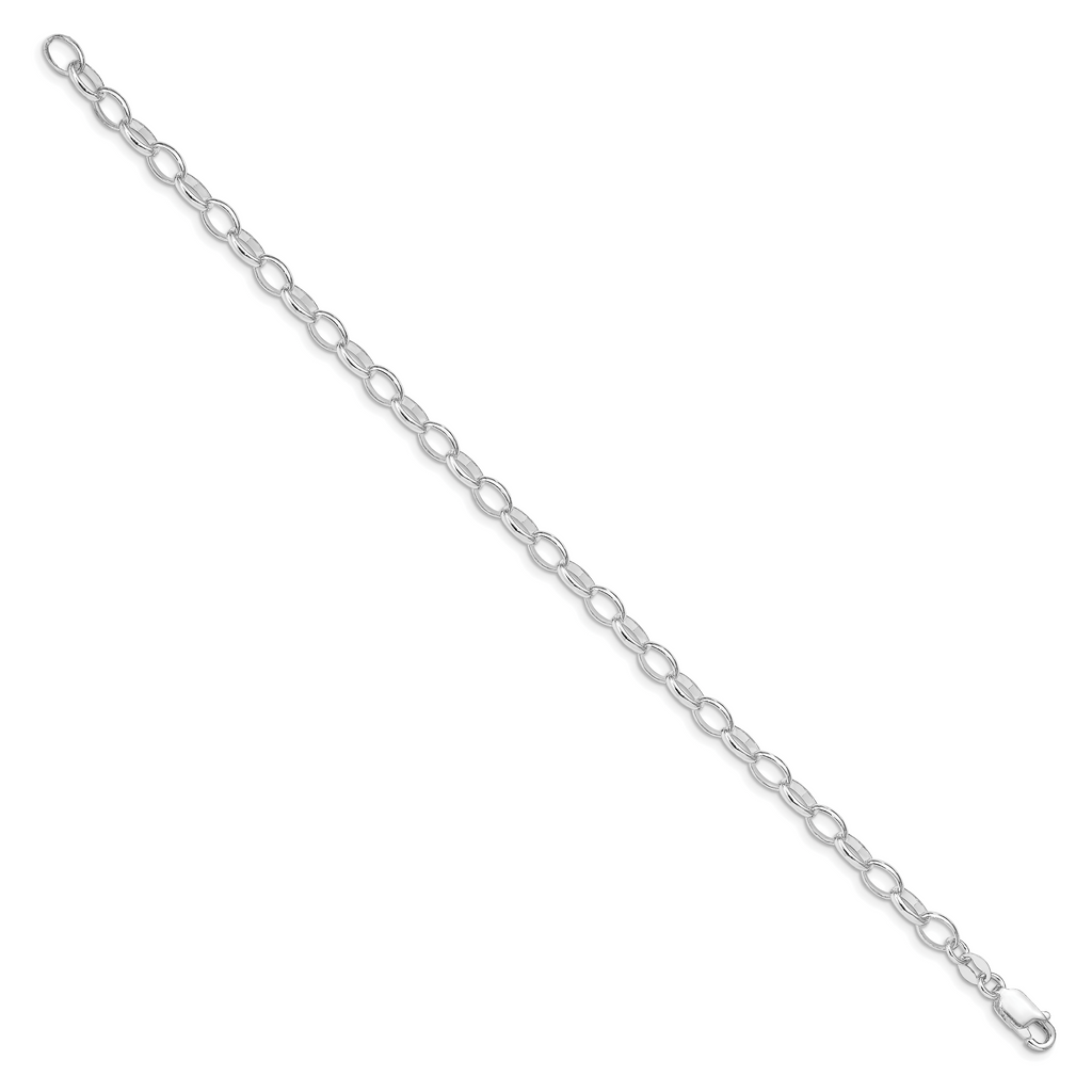 Women's Sterling Silver Rhodium-Plated Rolo Charm Bracelet