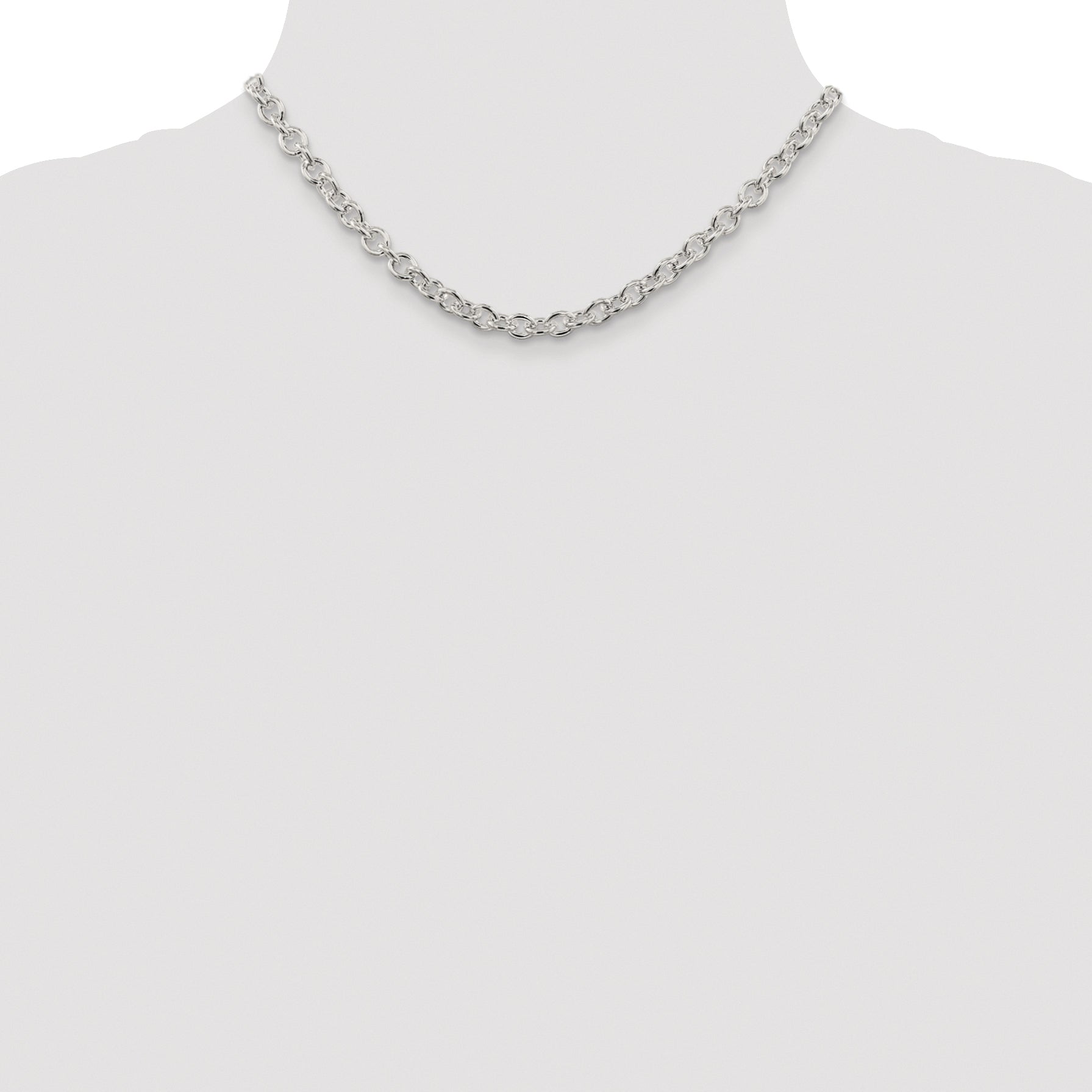 Sterling Silver Rhodium-plated 6.1mm Cable Chain