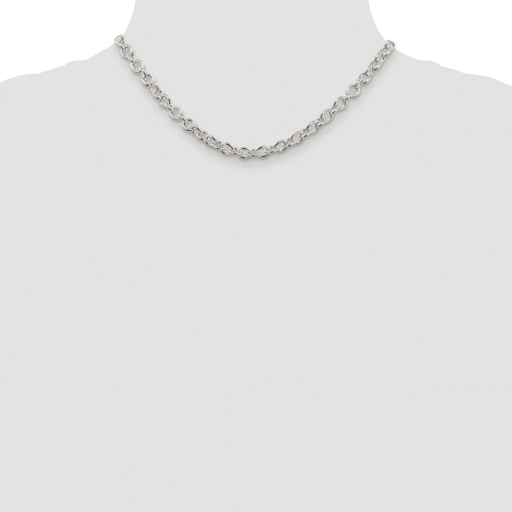 Sterling Silver Rhodium-plated 6.1mm Cable Chain
