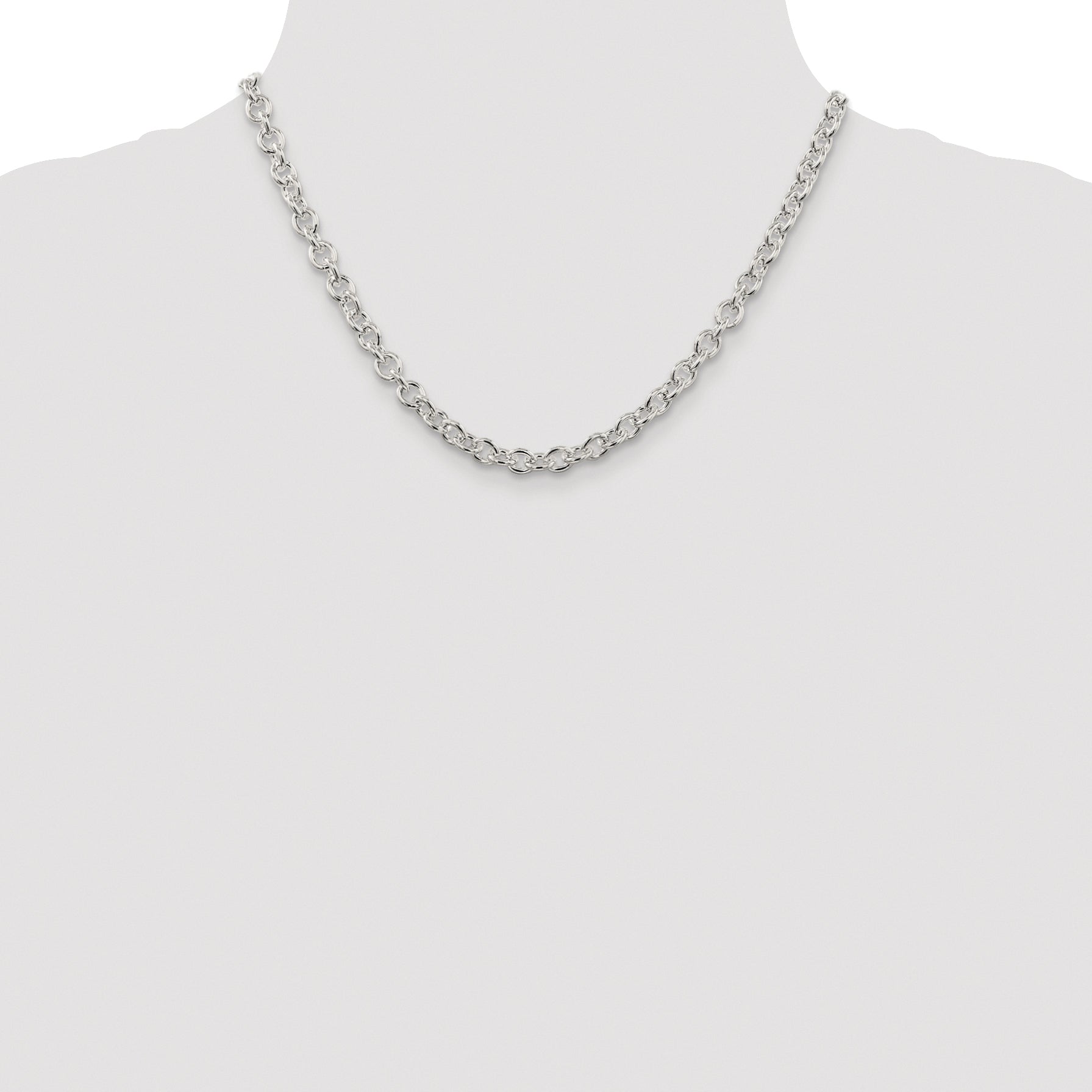 Sterling Silver Rhodium-plated 6.1mm Cable Chain