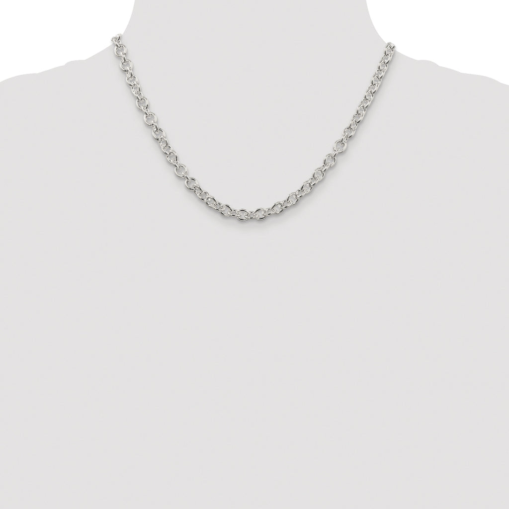 Sterling Silver Rhodium-plated 6.1mm Cable Chain