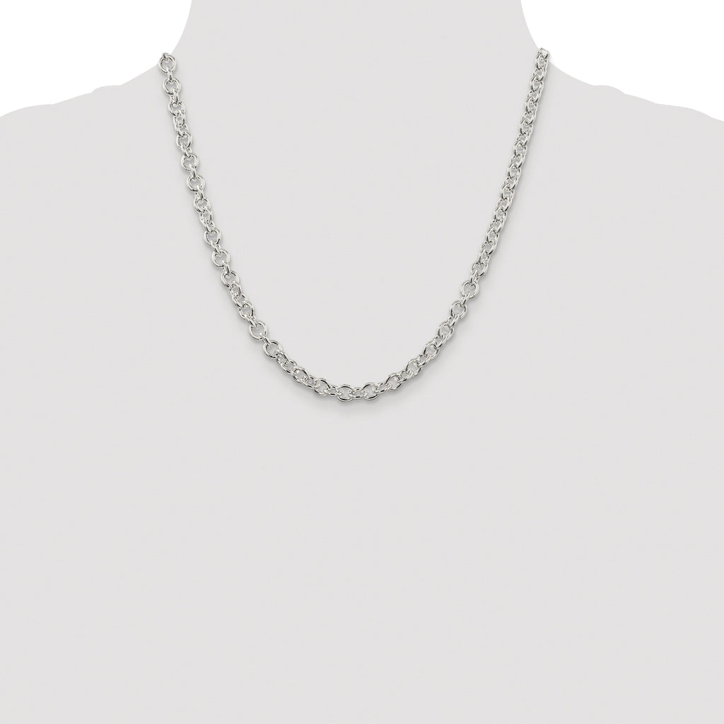 Sterling Silver Rhodium-plated 6.1mm Cable Chain
