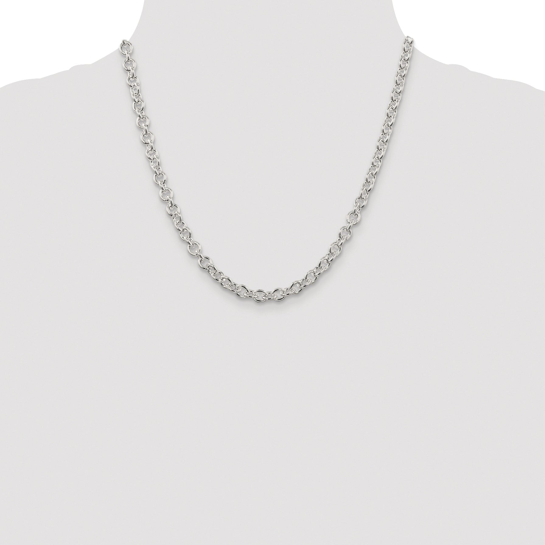 Sterling Silver Rhodium-plated 6.1mm Cable Chain