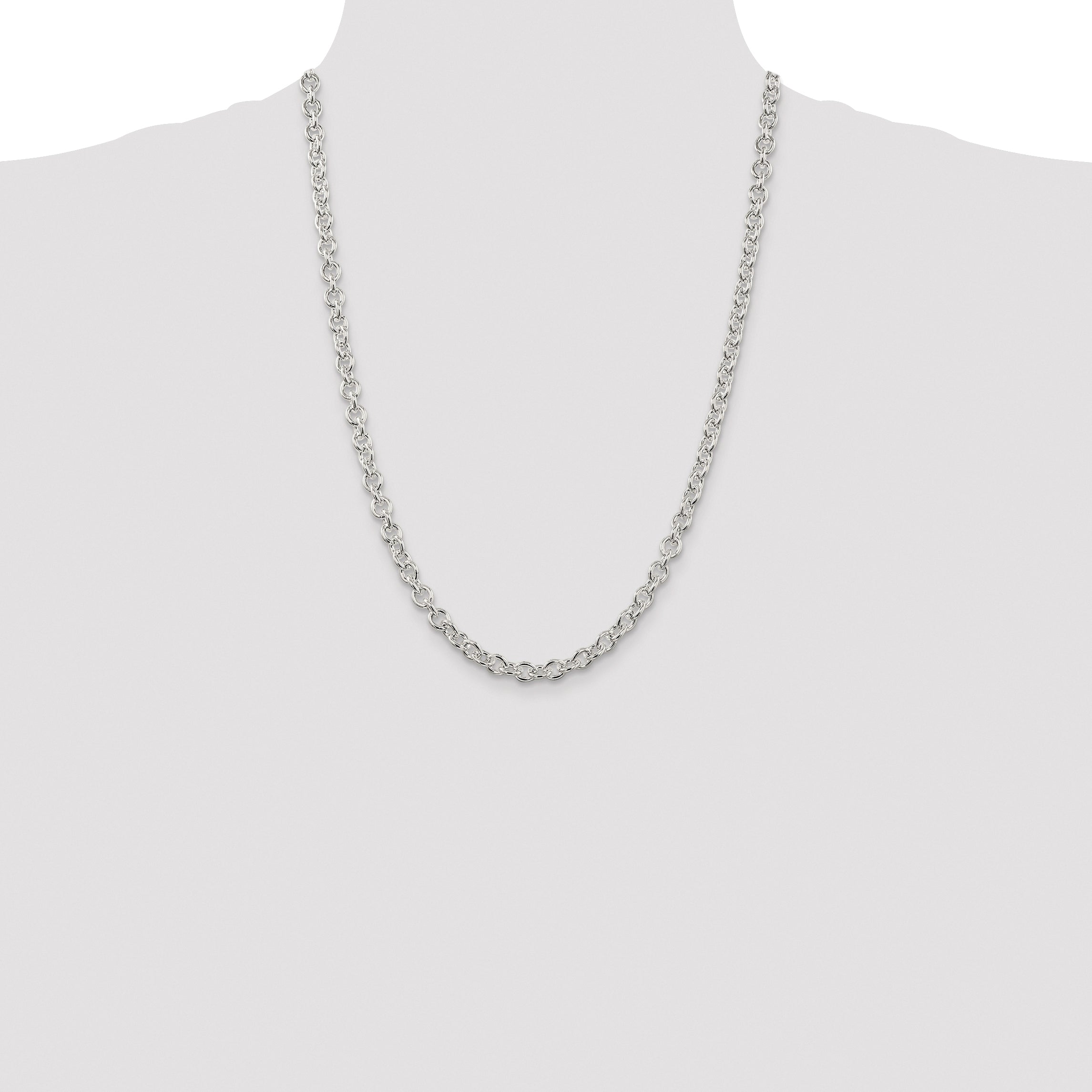 Sterling Silver Rhodium-plated 6.1mm Cable Chain