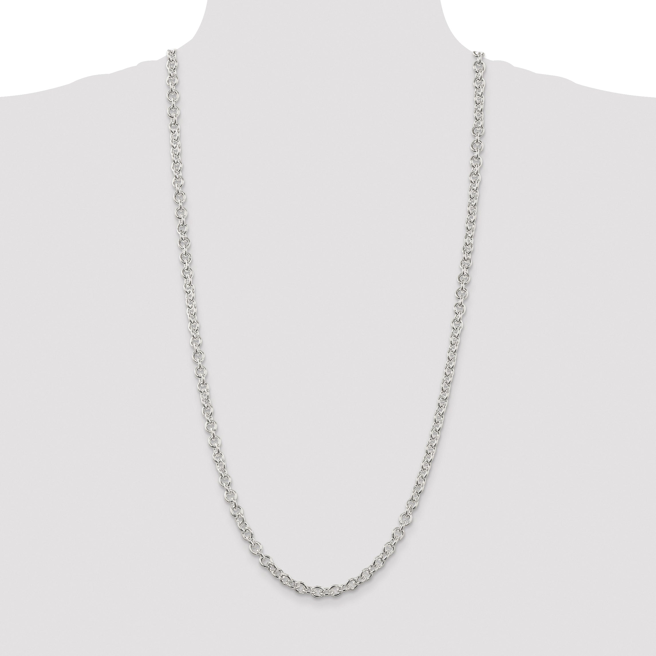 Sterling Silver Rhodium-plated 6.1mm Cable Chain