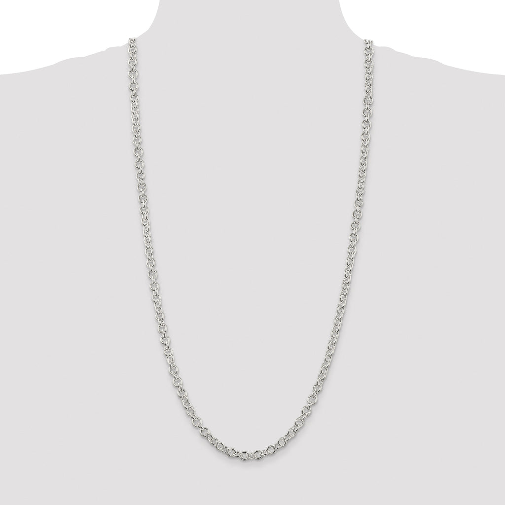 Sterling Silver Rhodium-plated 6.1mm Cable Chain