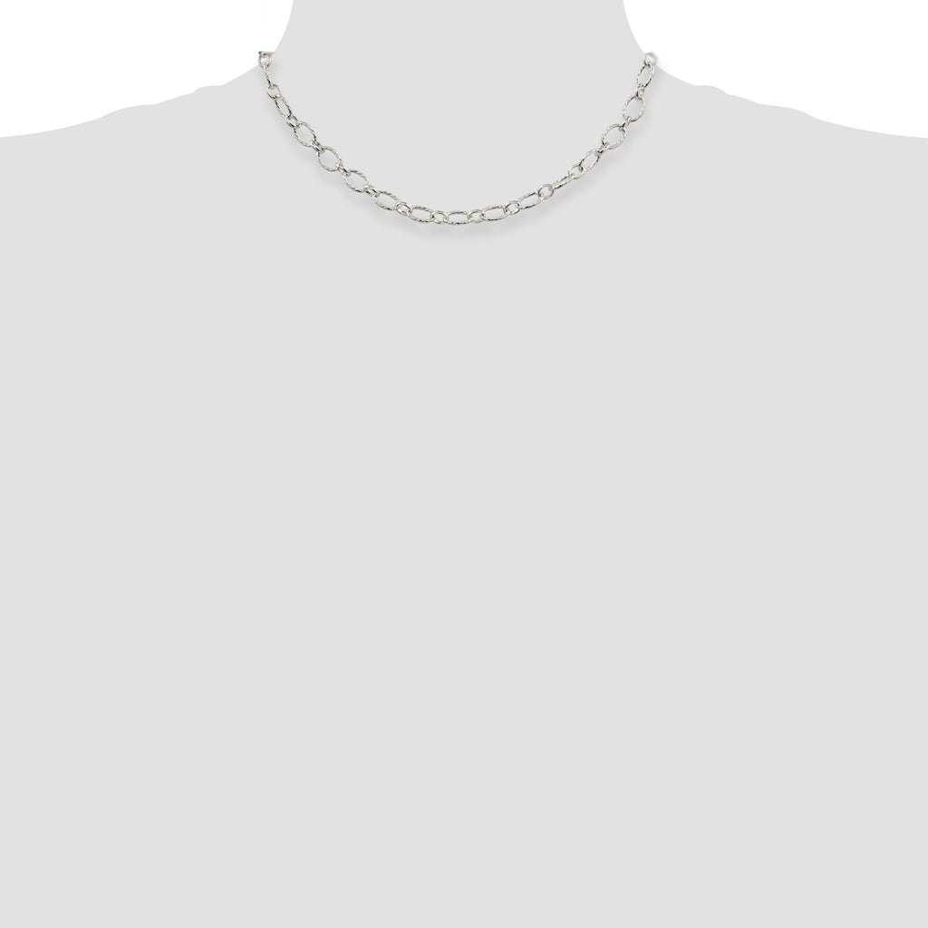 Sterling Silver 6.1mm Fancy Patterned Rolo Chain