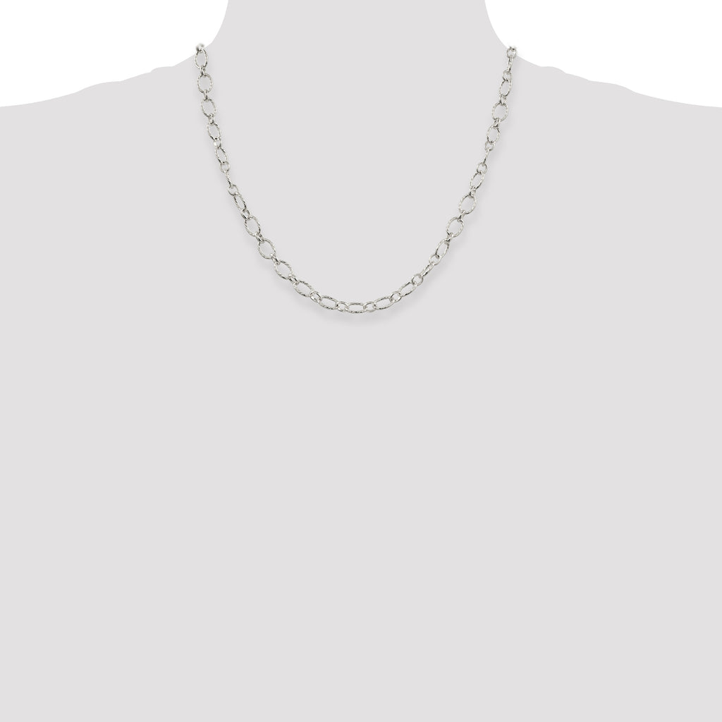 Sterling Silver 6.1mm Fancy Patterned Rolo Chain