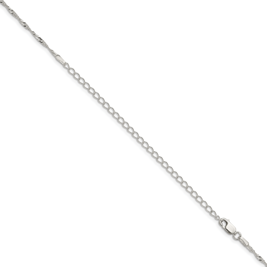 Sterling Silver 1.75mm Singapore Chain With Extension ext.
