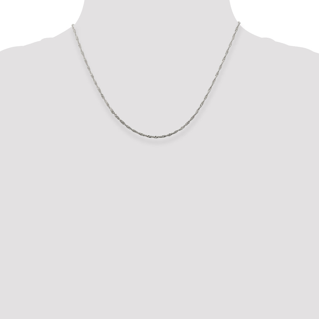 Sterling Silver Rhodium-Plated Singapore Chain Necklace 1.75mm
