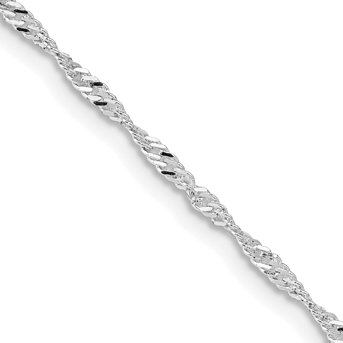 Sterling Silver Rhodium-Plated Singapore Chain Necklace 1.75mm