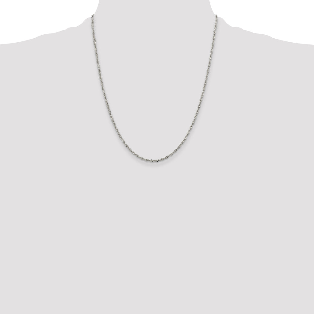 Sterling Silver 2mm Singapore Chain With Extension ext.