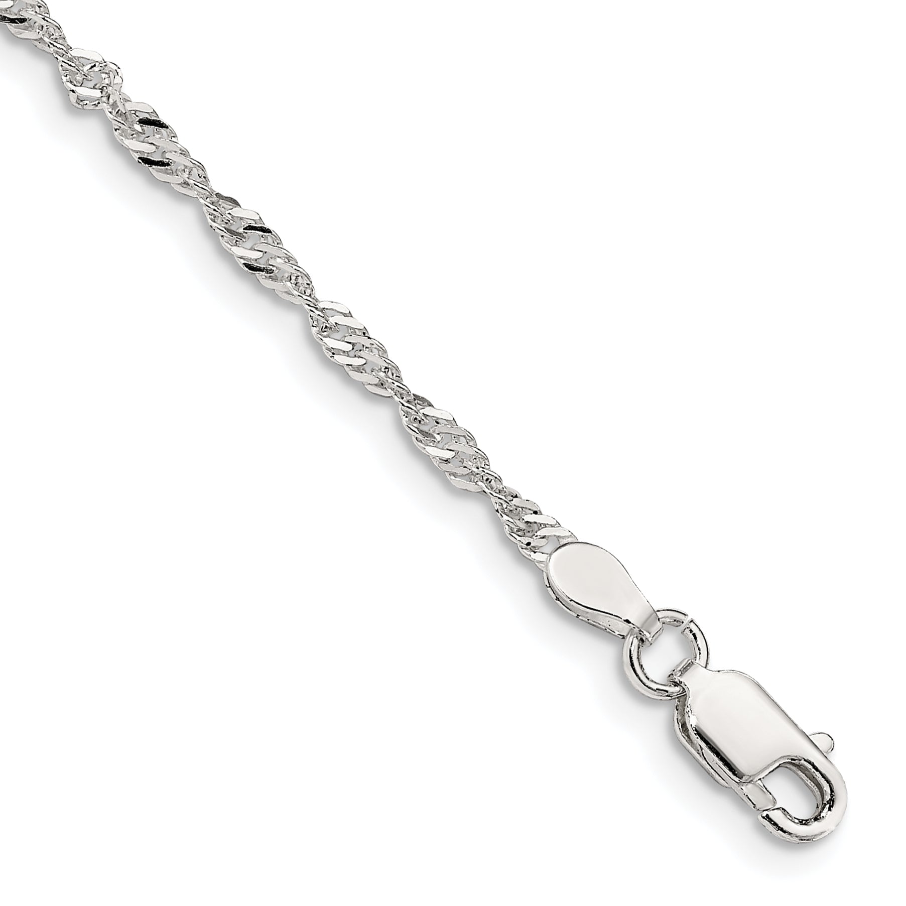 Sterling Silver 2mm Singapore Chain Anklet Main image