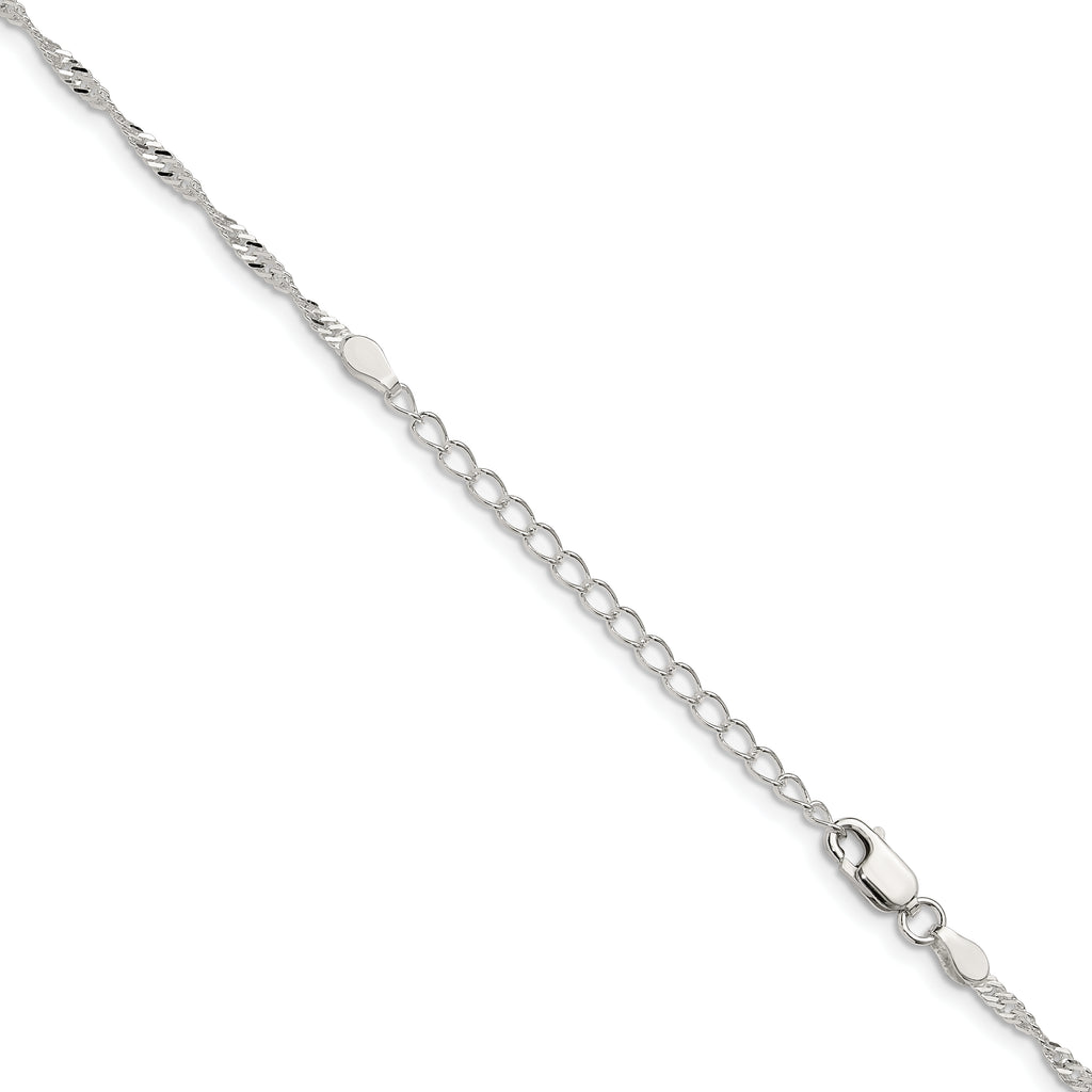 Sterling Silver 2mm Singapore Chain With Extension ext.