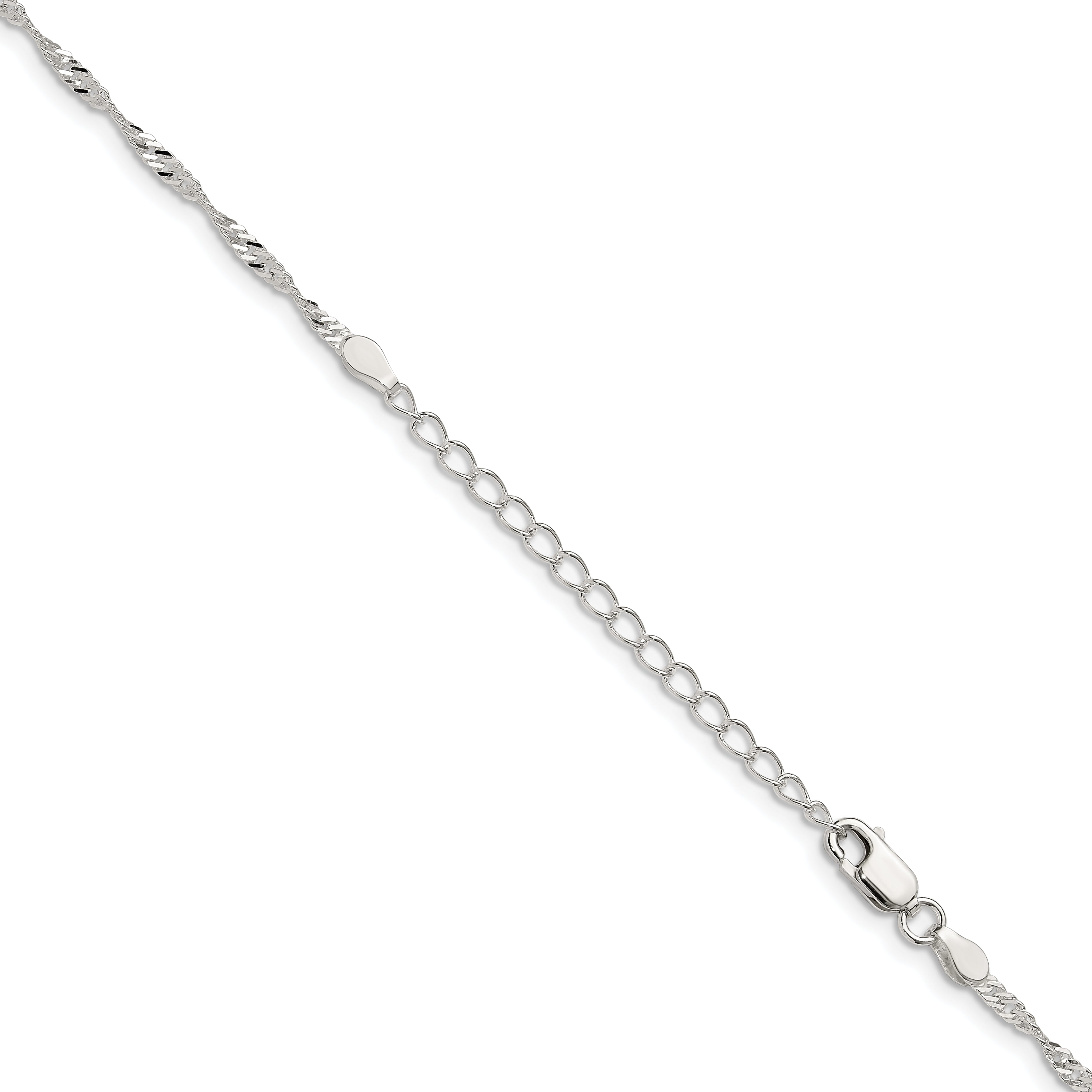Sterling Silver 2mm Singapore Chain With Extension ext.