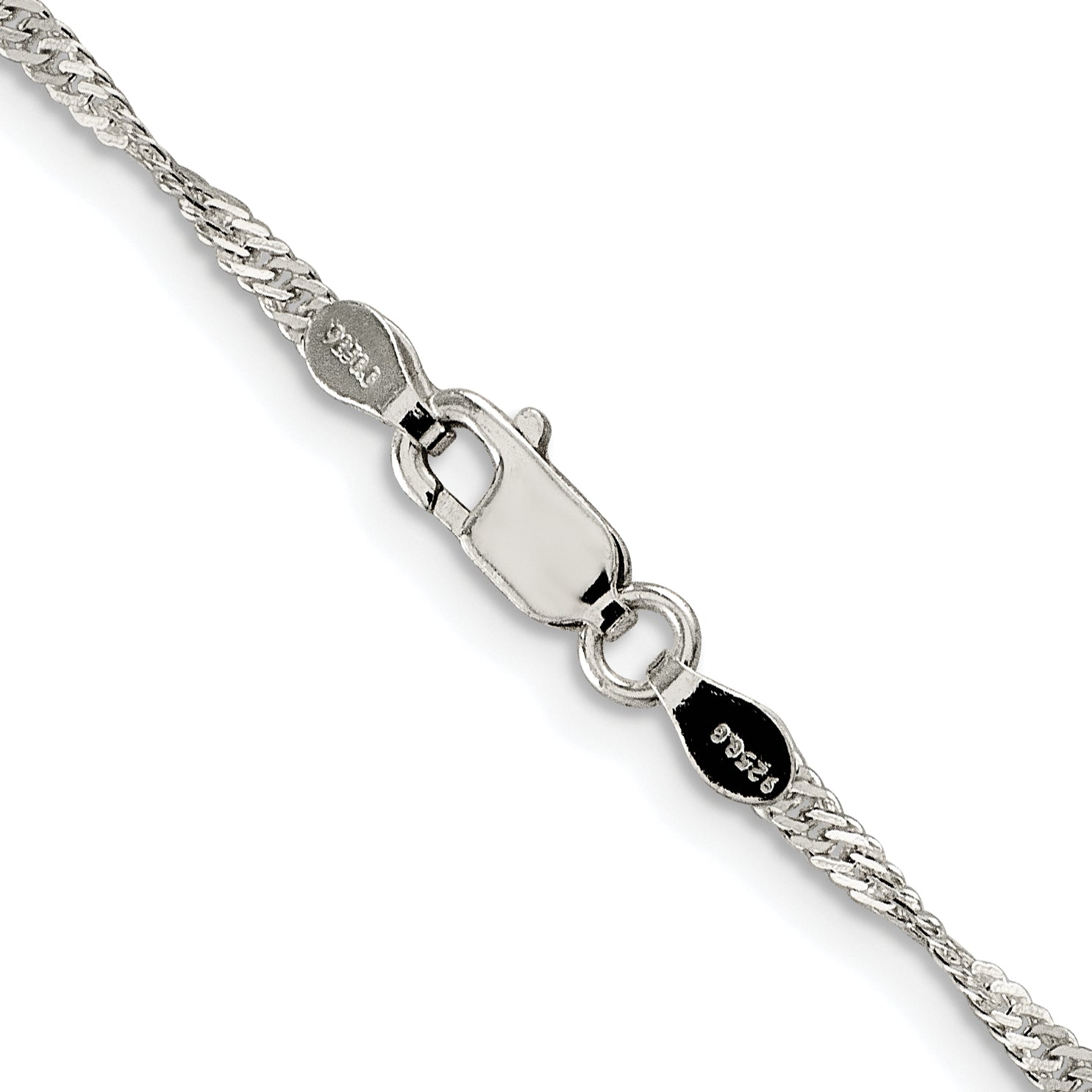 Sterling Silver Rhodium-plated 2mm Singapore Chain
