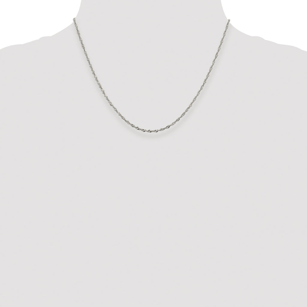 Sterling Silver Rhodium-plated 2mm Singapore Chain