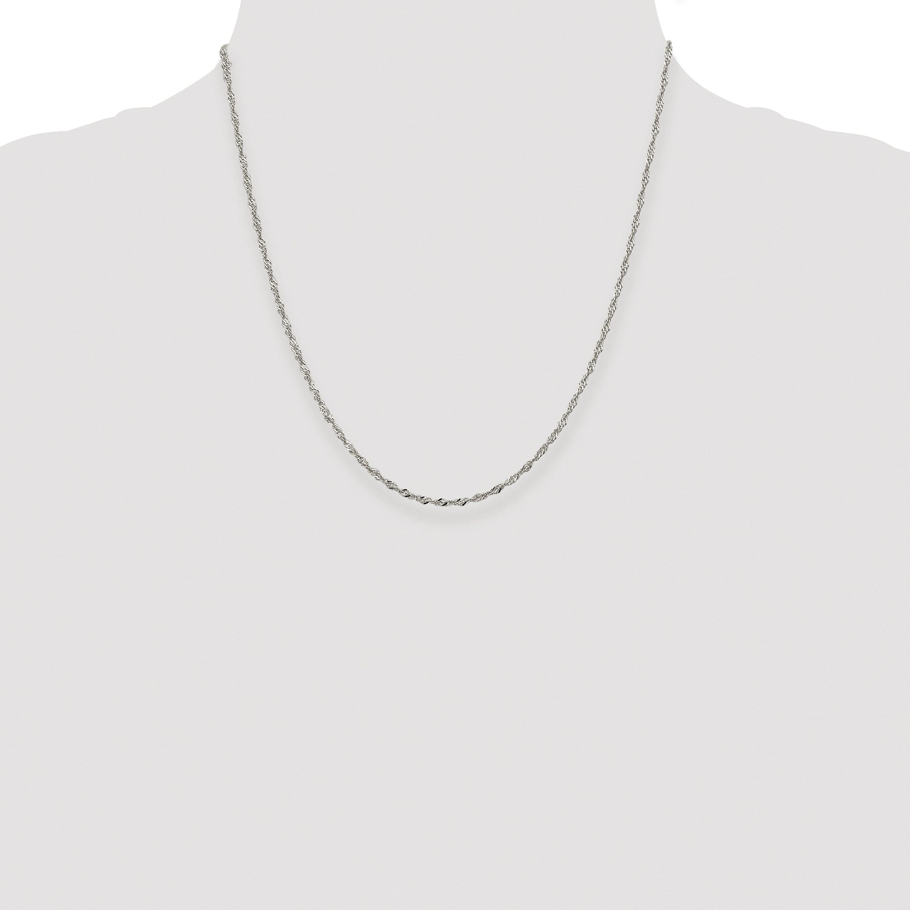 Sterling Silver Rhodium-plated 2mm Singapore Chain