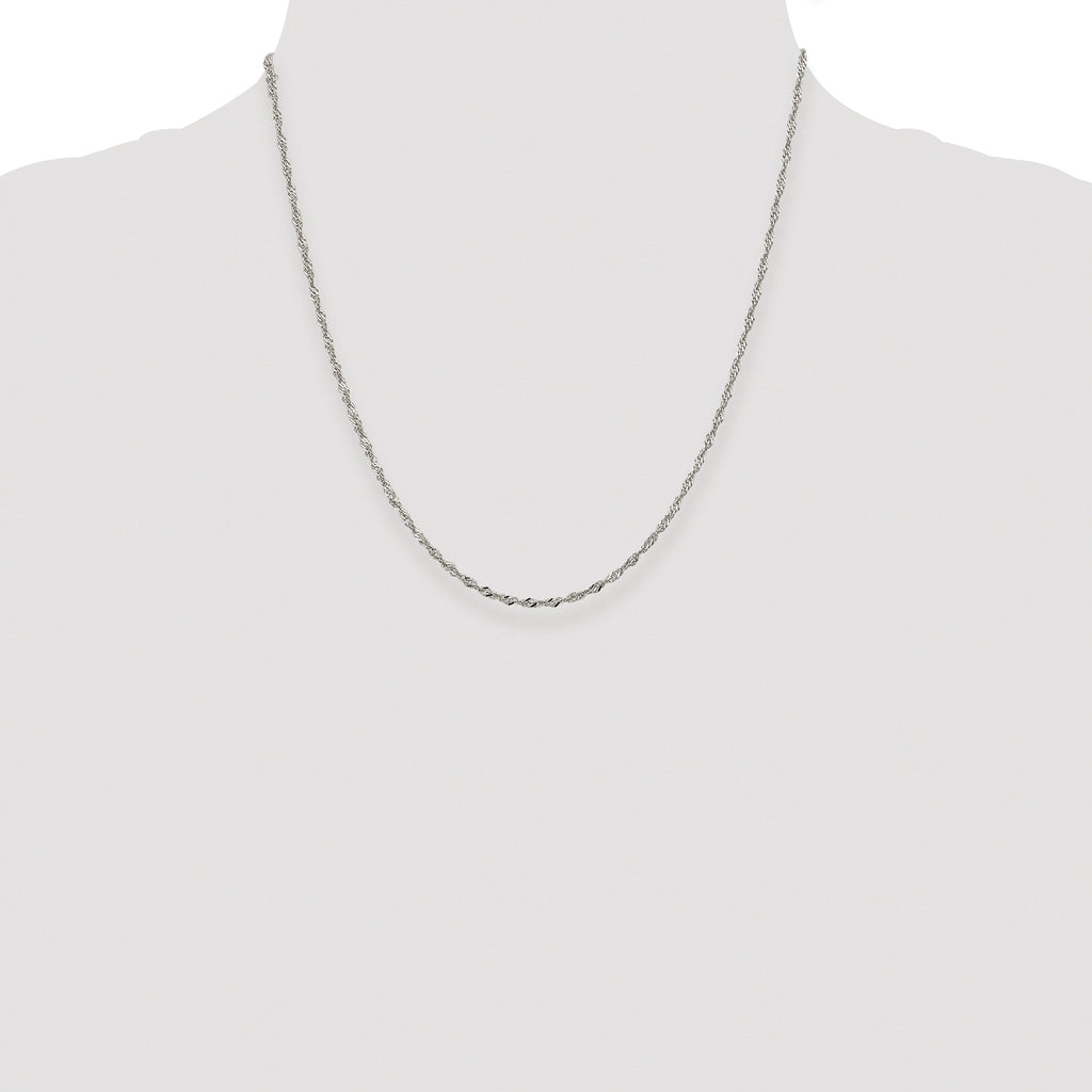 Sterling Silver Rhodium-plated 2mm Singapore Chain
