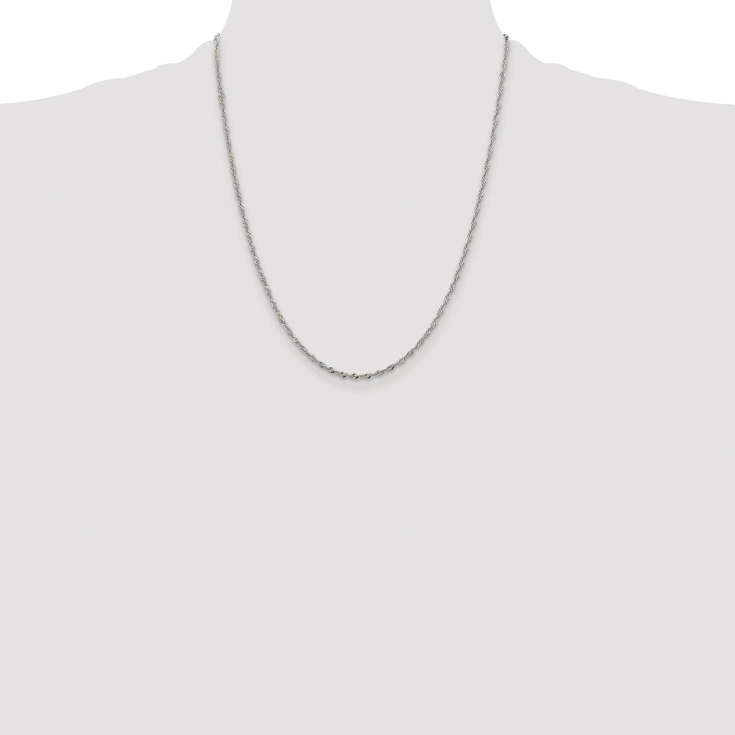 Sterling Silver Rhodium-plated 2mm Singapore Chain