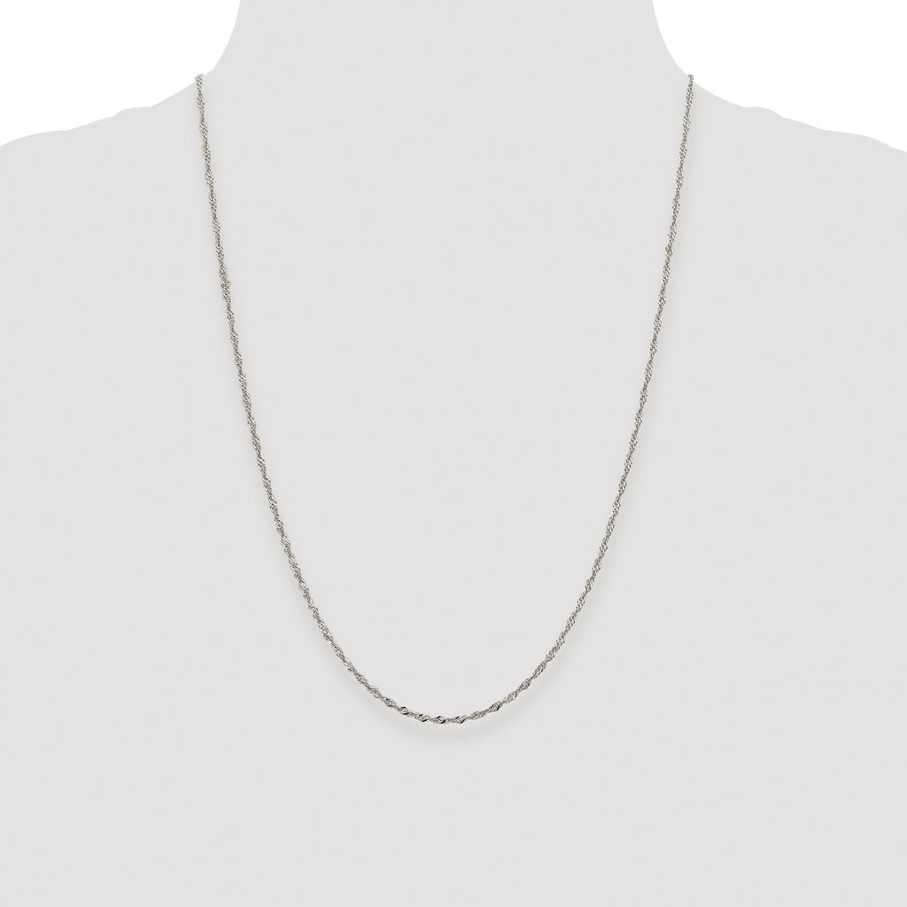 Sterling Silver Rhodium-plated 2mm Singapore Chain