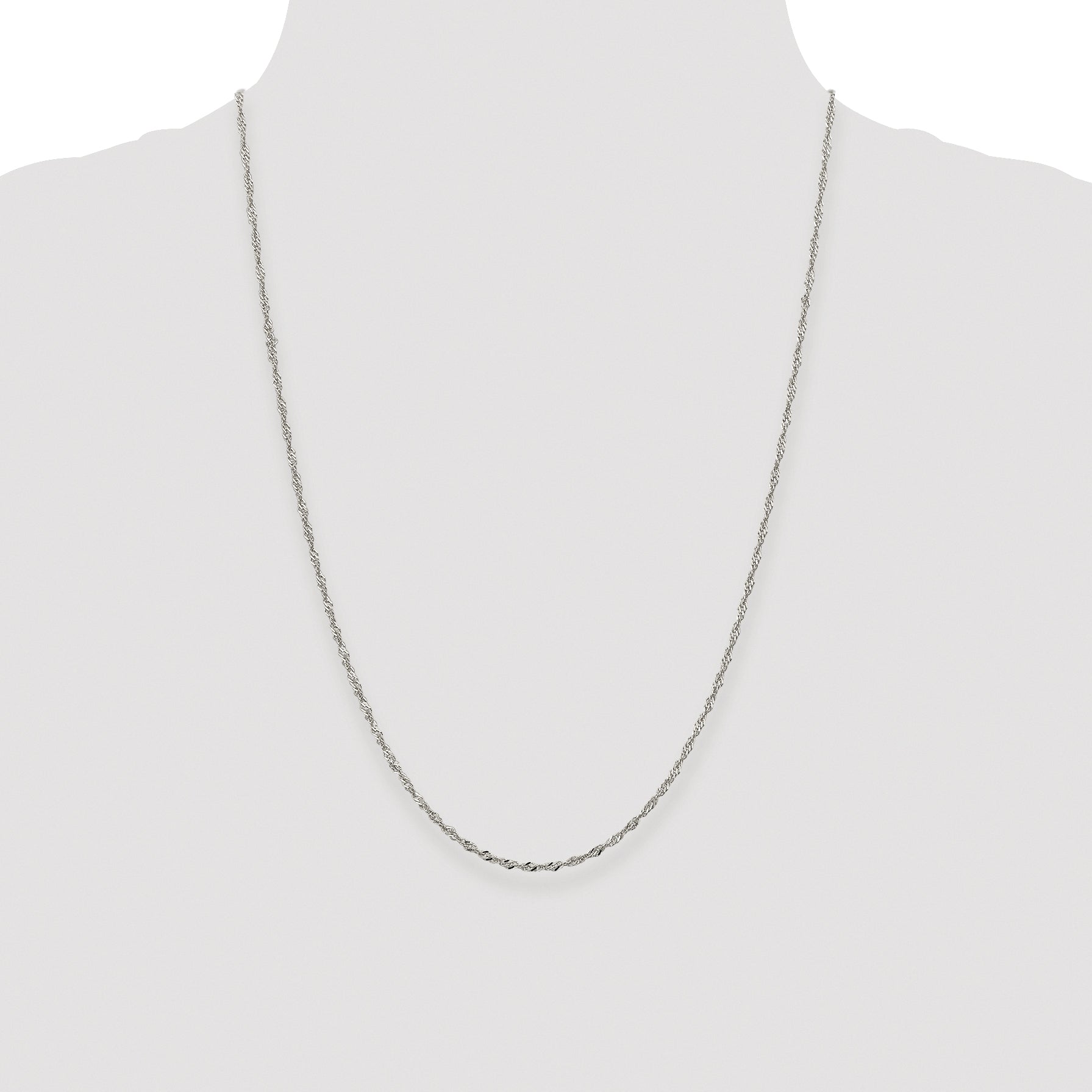 Sterling Silver Rhodium-plated 2mm Singapore Chain