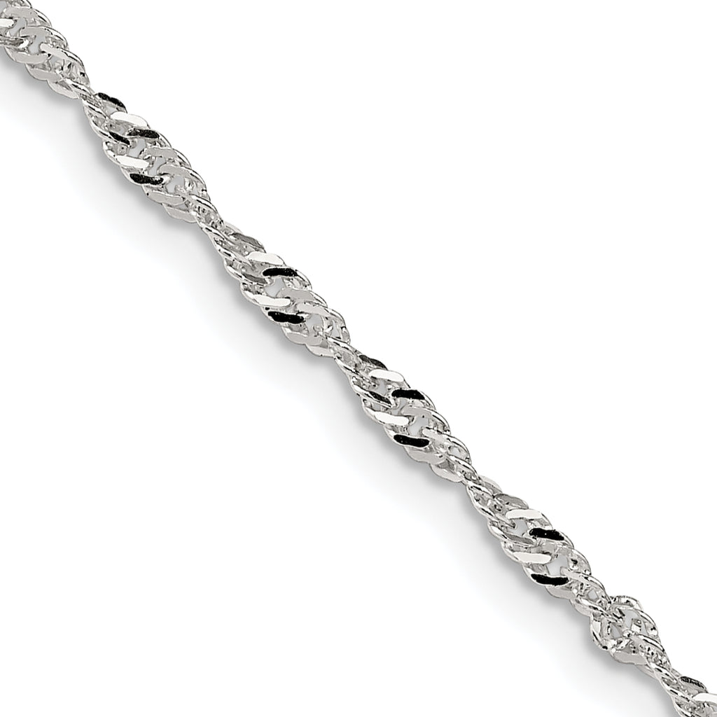Sterling Silver Singapore Chain Necklace 2mm