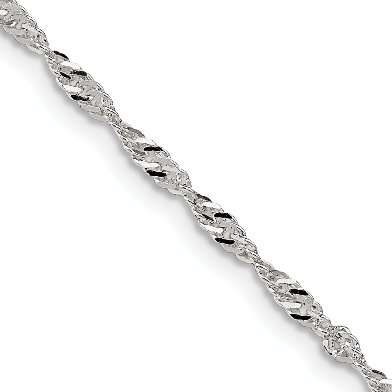 Sterling Silver Singapore Chain Necklace 2mm