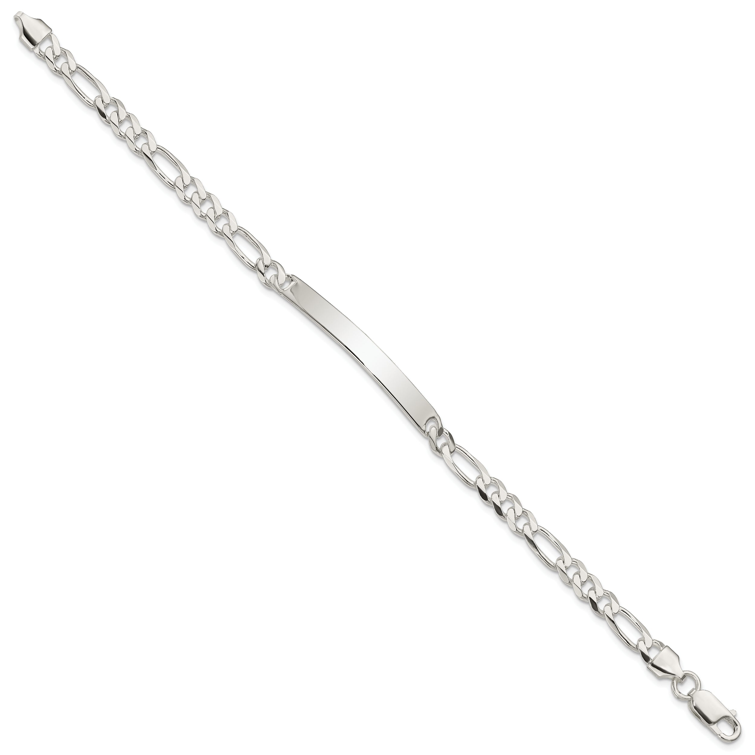 Sterling Silver Figaro Link ID Bracelet