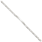 Sterling Silver Figaro Link ID Bracelet