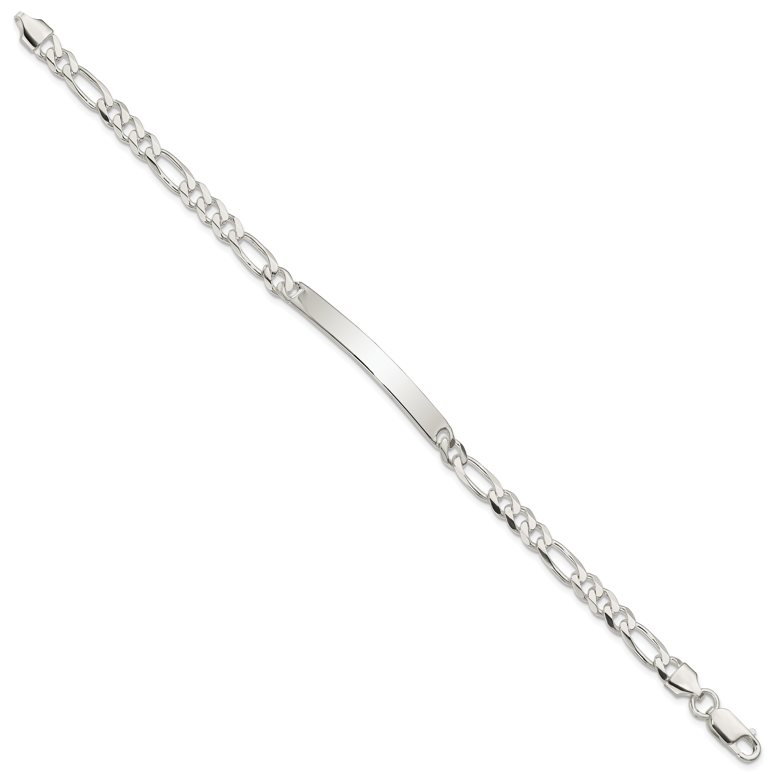 Sterling Silver Figaro Link ID Bracelet
