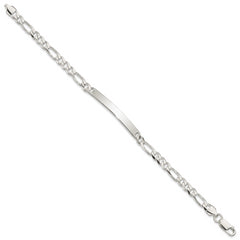 Sterling Silver Figaro Link ID Bracelet