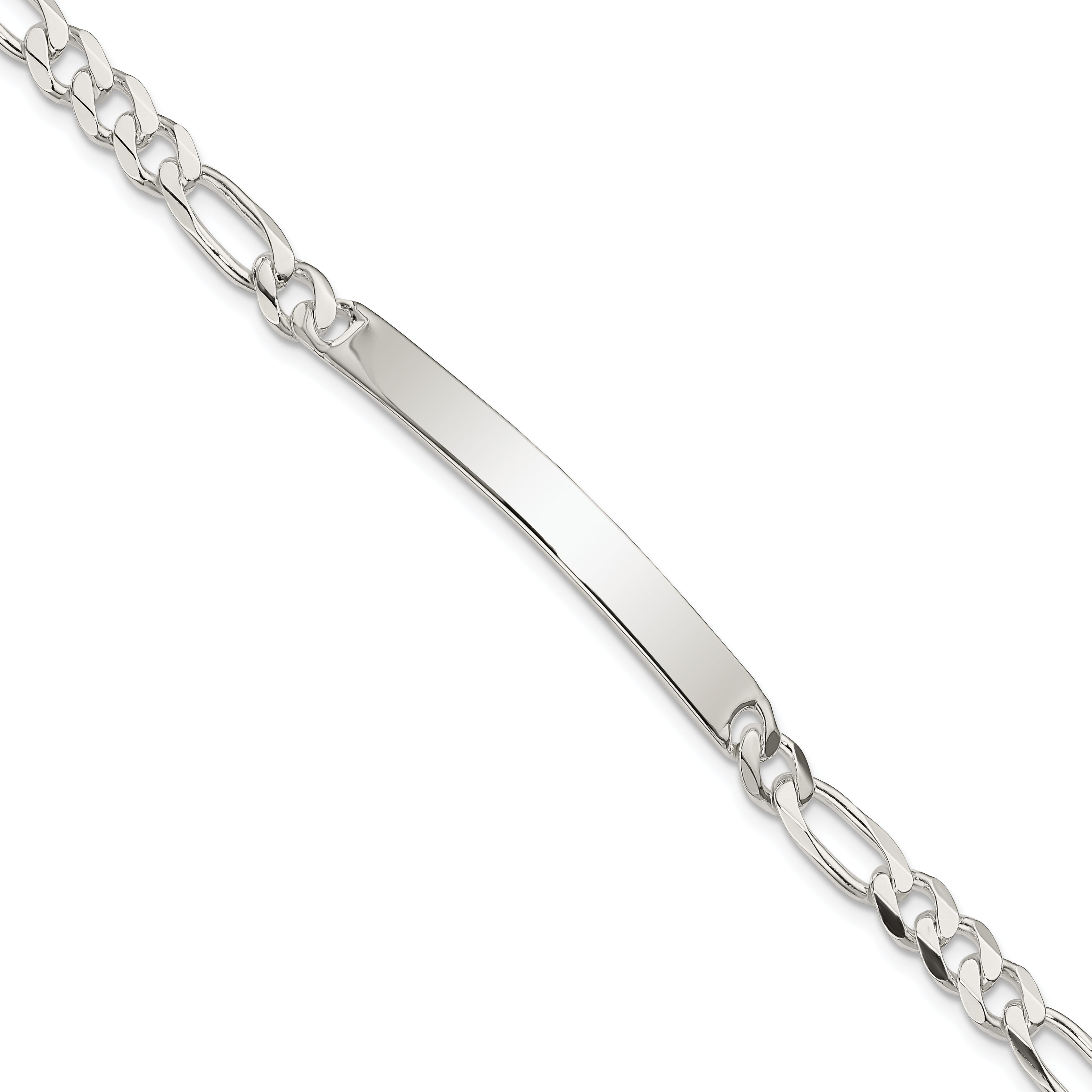 Sterling Silver Figaro Link ID Bracelet Main image