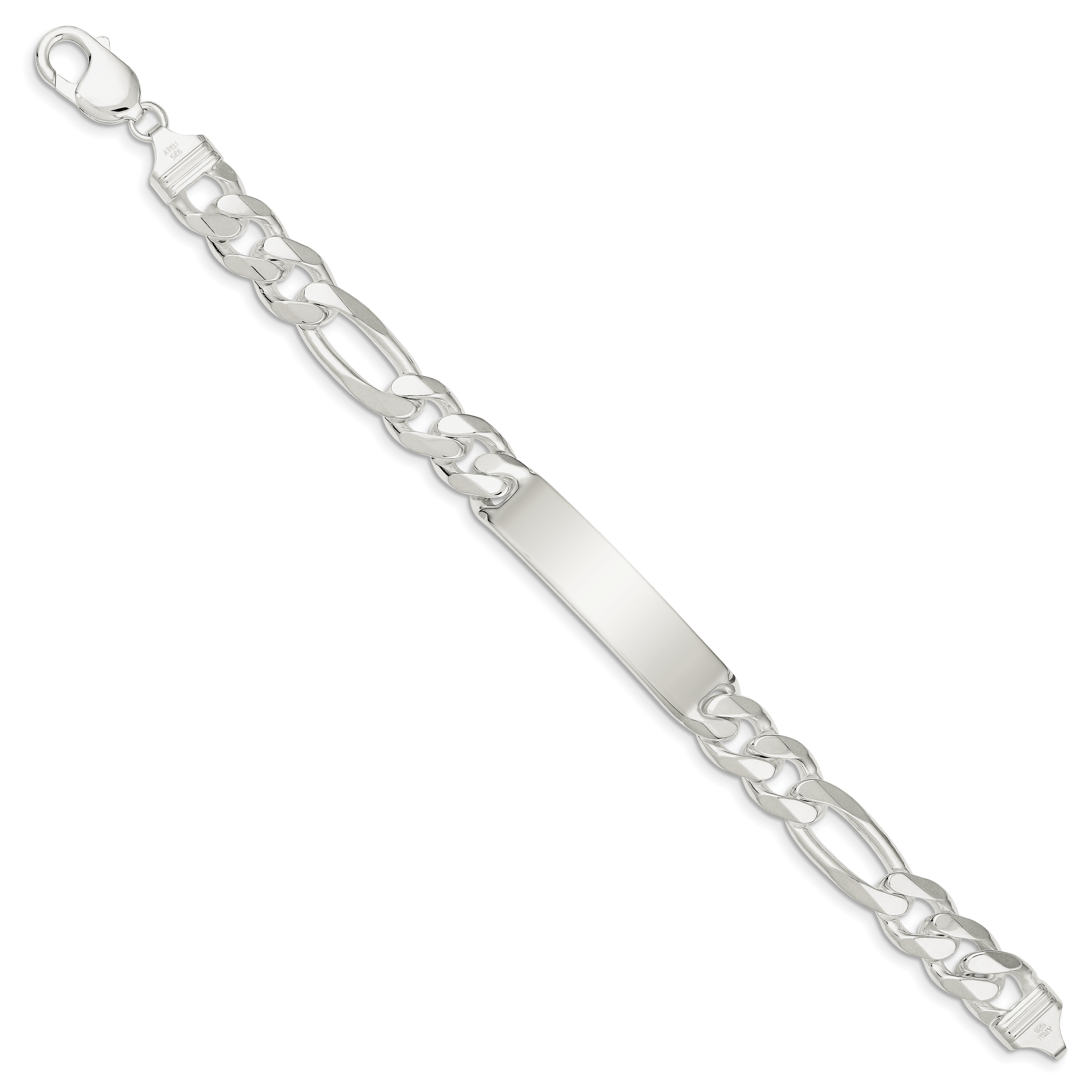 Sterling Silver Figaro Link ID Bracelet Secondary image