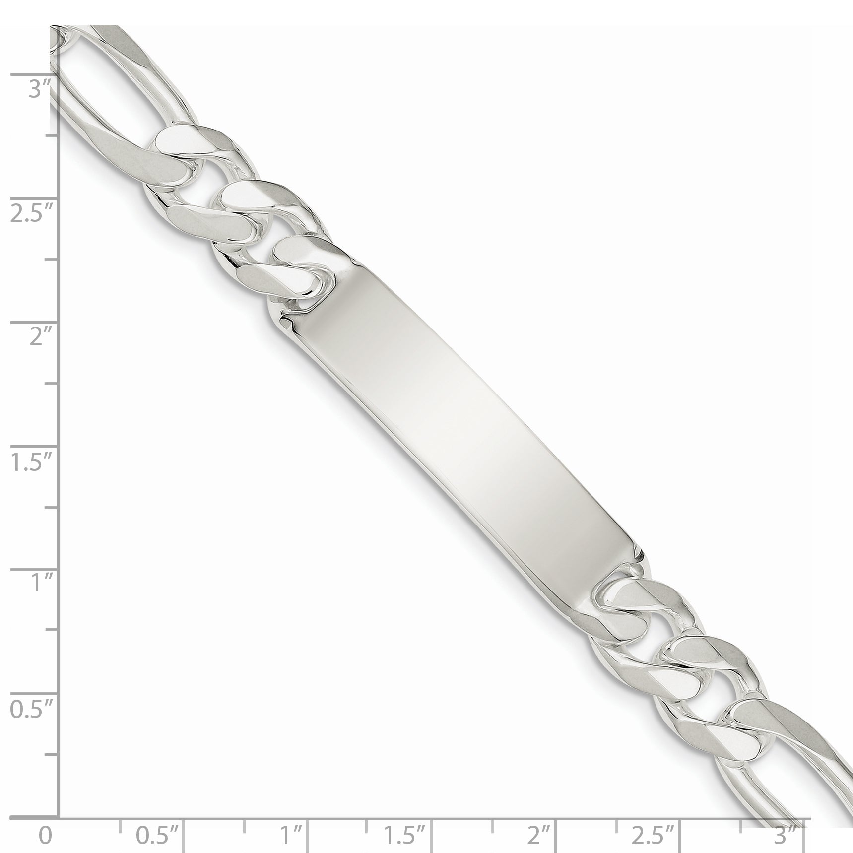 Sterling Silver Figaro Link ID Bracelet