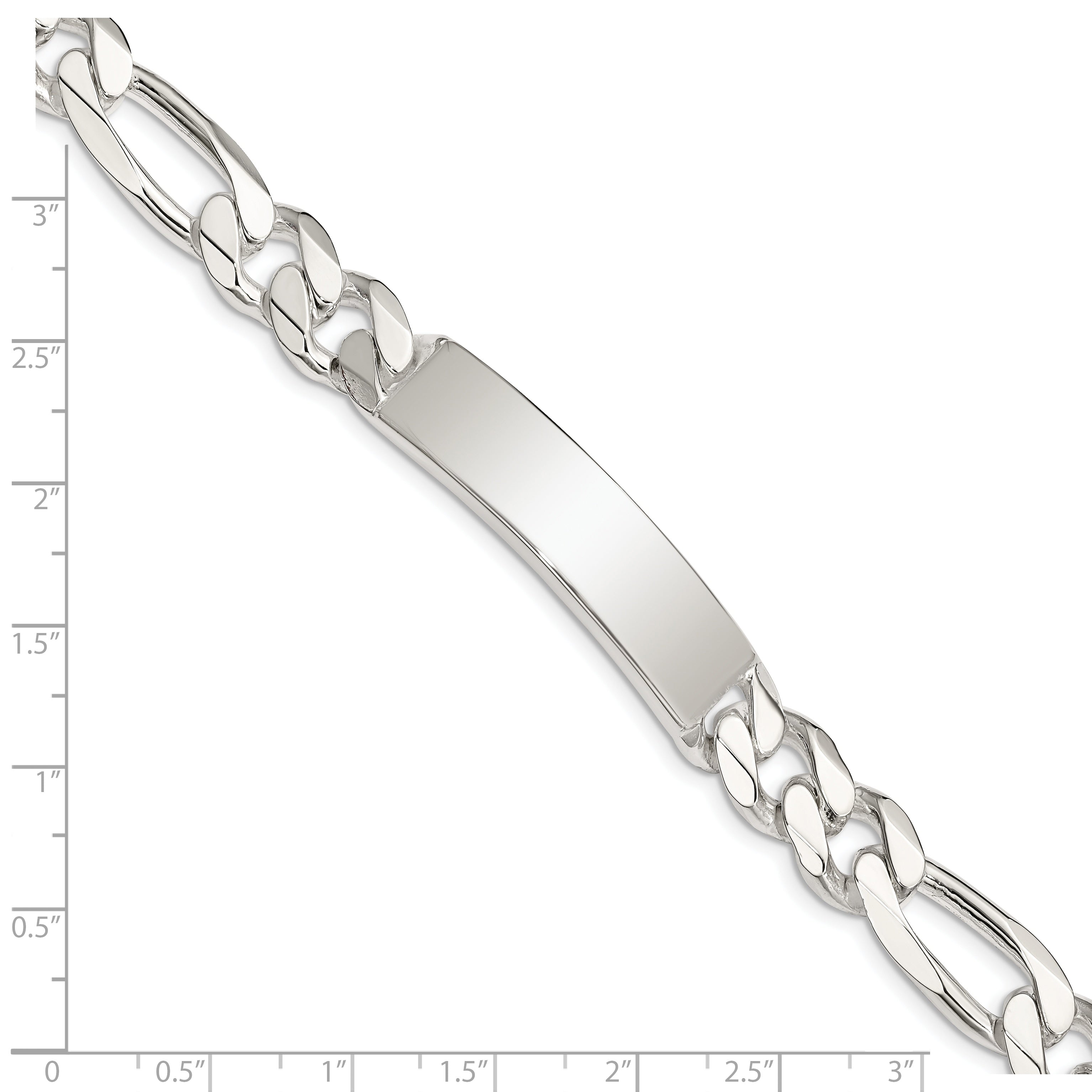 Sterling Silver Figaro Link ID Bracelet