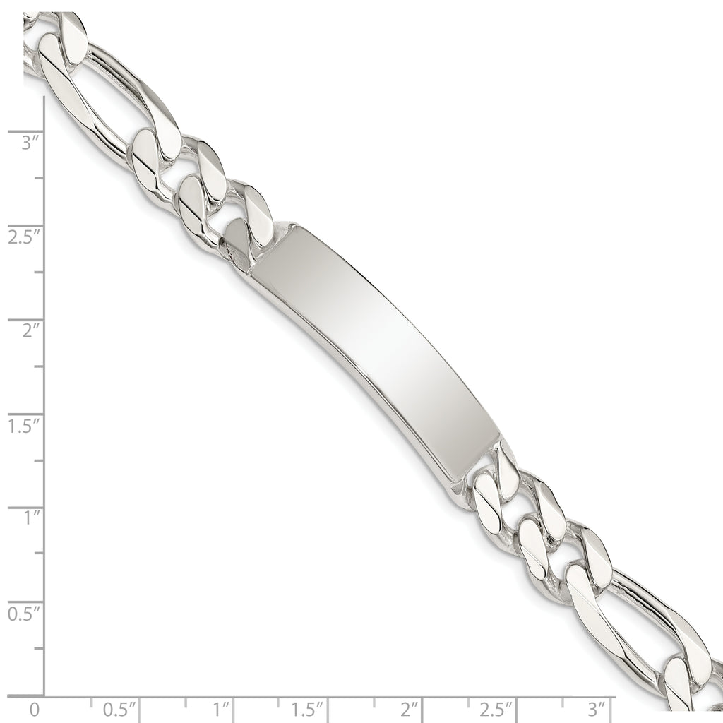 Sterling Silver Figaro Link ID Bracelet
