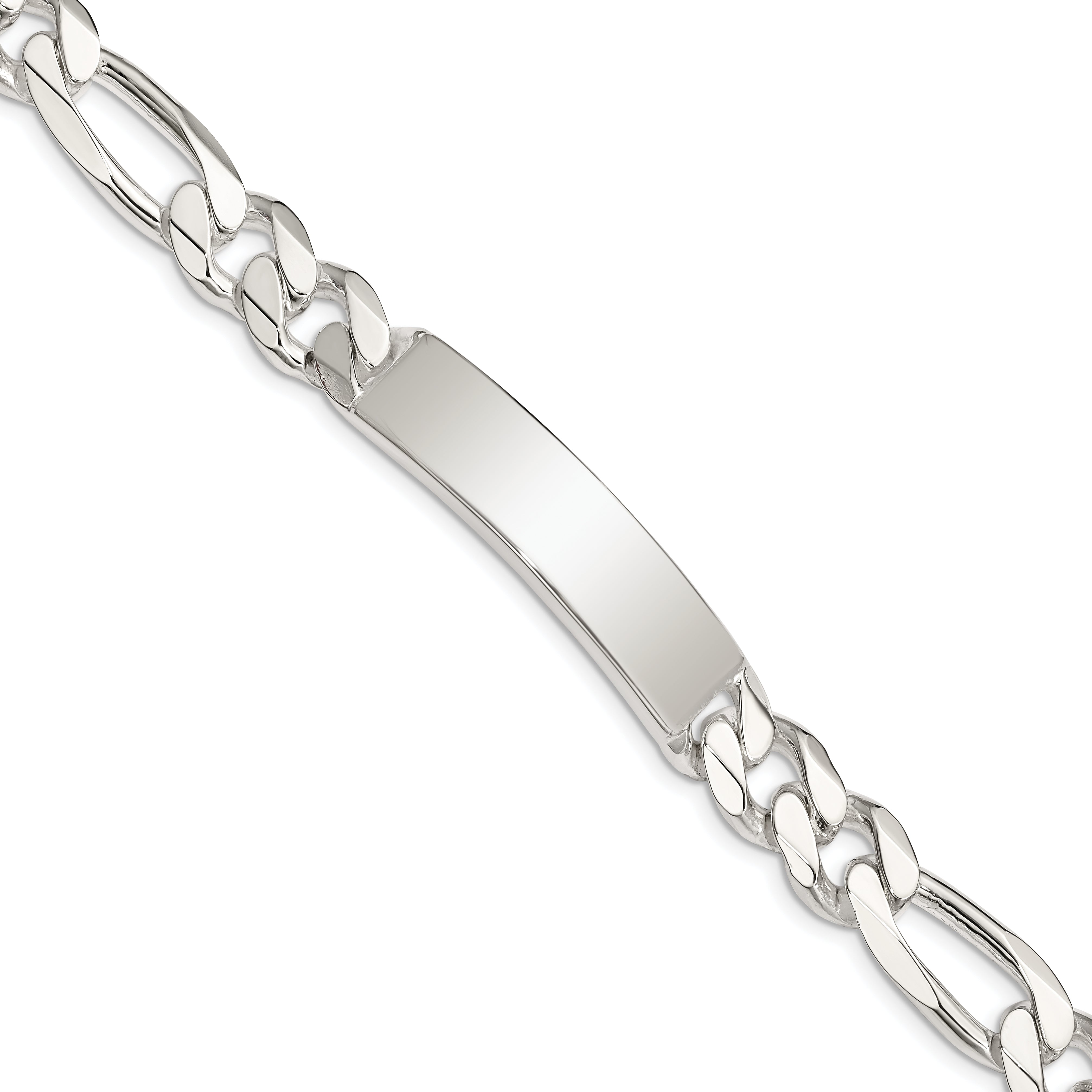 Sterling Silver Figaro Link ID Bracelet Main image