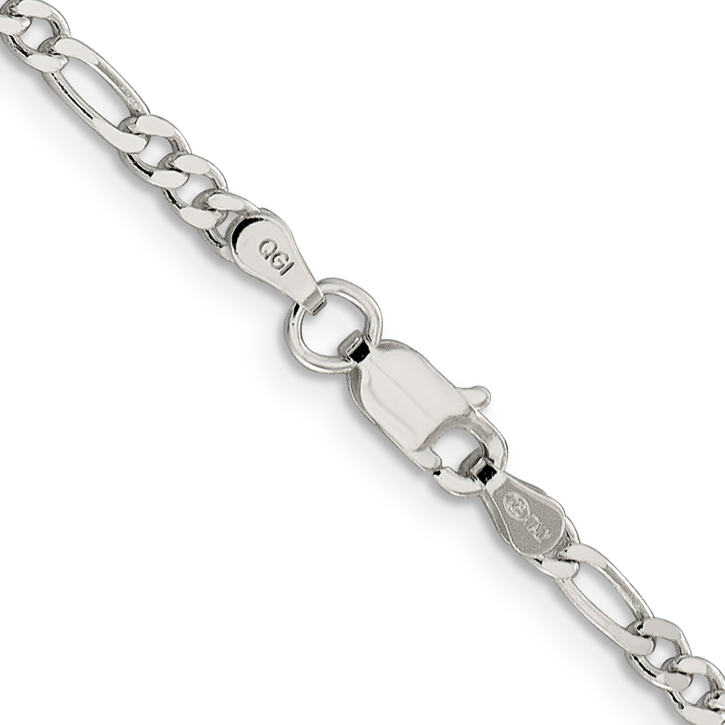 Sterling Silver 3mm Pav‚ Flat Figaro Chain