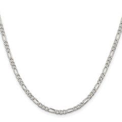 Sterling Silver Rhodium-plated 3mm Pav‚ Flat Figaro Chain