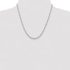 Sterling Silver Rhodium-plated 3mm Pav‚ Flat Figaro Chain