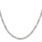 Sterling Silver 4mm Pave Flat Figaro Chain