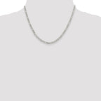 Sterling Silver 4mm Pav‚ Flat Figaro Chain