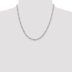 Sterling Silver 4mm Pav‚ Flat Figaro Chain