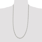 Sterling Silver 4mm Pave Flat Figaro Chain