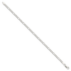 Sterling Silver 4mm Pav‚ Flat Figaro Chain